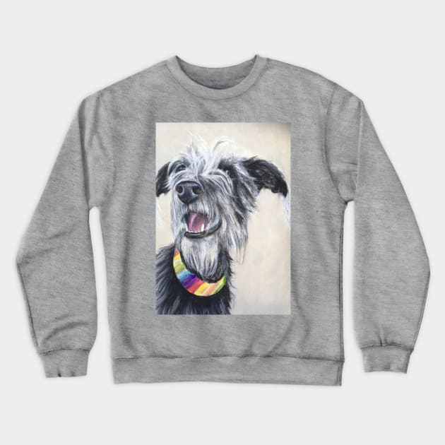 Scruffy Lurcher rainbow collar Crewneck Sweatshirt by Merlinsmates